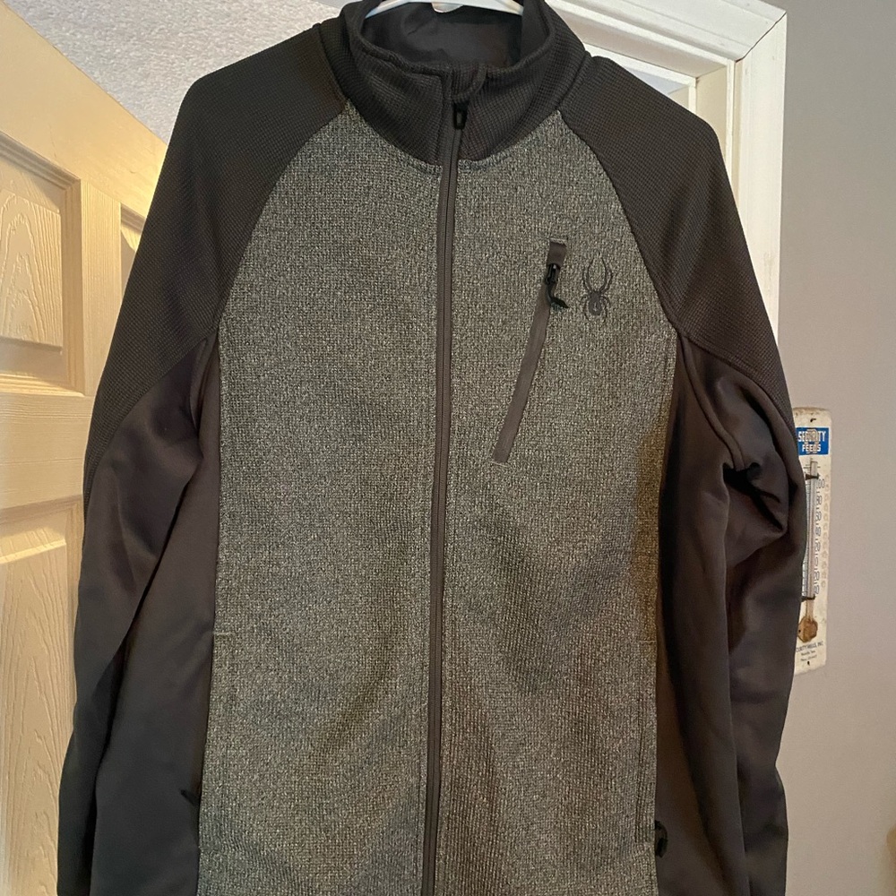 NWT Spyder Men's Zip Jacket Charcoal‎ Gray Black Zip jacket